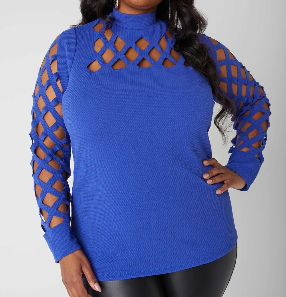 PLUS Size 5X | Women’s Cutout Textured Stretch Knit Top | NWT